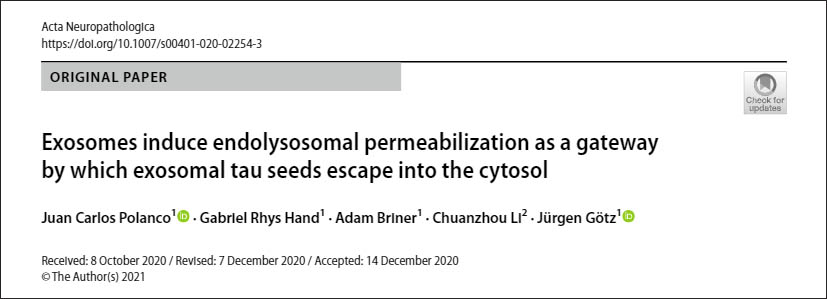 Exosomes induce endolysosomal permeabilization as a gateway by which exosomal tau seeds escape into the cytosol